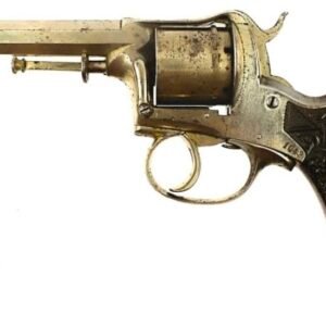 9mm Lefaucheux Pinfire Revolver – 90% Nickel, Ornate Grips, w/ Holster (Antique)